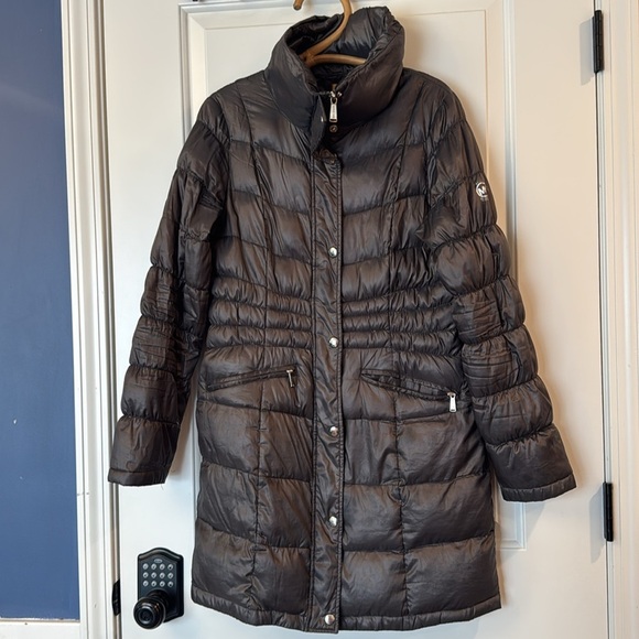 Michael Kors Gray Packable Down Fill Puffer Jacket Coat Women’s Size Medium - Picture 2 of 13